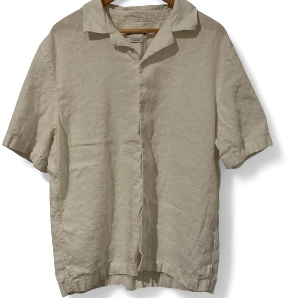 White linen button-up shirt with a‎ relaxed fit #summer #vacation #resortwear - Picture 2 of 8
